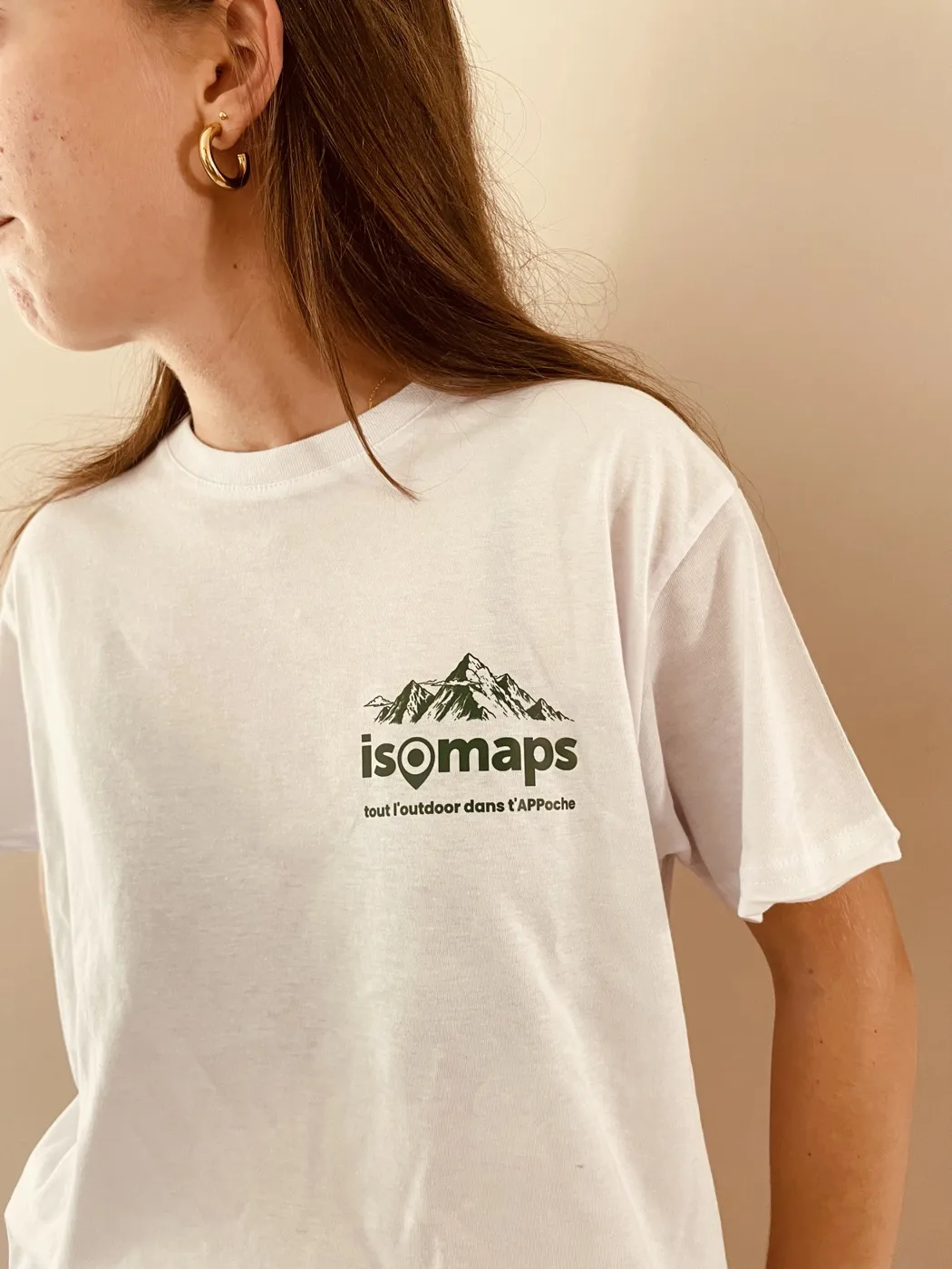 White t-shirt · Green logo